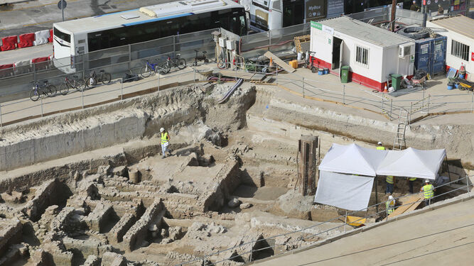 Las fotos de los restos arqueol&oacute;gicos en la obra del Metro de M&aacute;laga